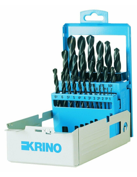 KRINO Serie assortimento 19 punte HSS Rullate per trapano acciaio