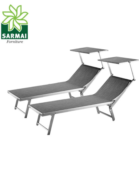 Lettino Prendisole Sdraio Alluminio Piscina Mare Spiaggia Giardino con parasole