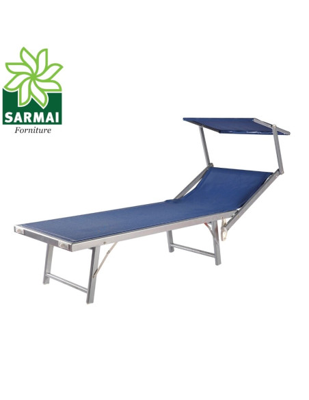 Lettino Prendisole Sdraio Alluminio Piscina Mare Spiaggia Giardino con parasole
