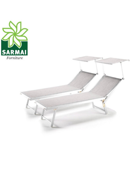 Lettino Prendisole Sdraio Alluminio Piscina Mare Spiaggia Giardino con parasole