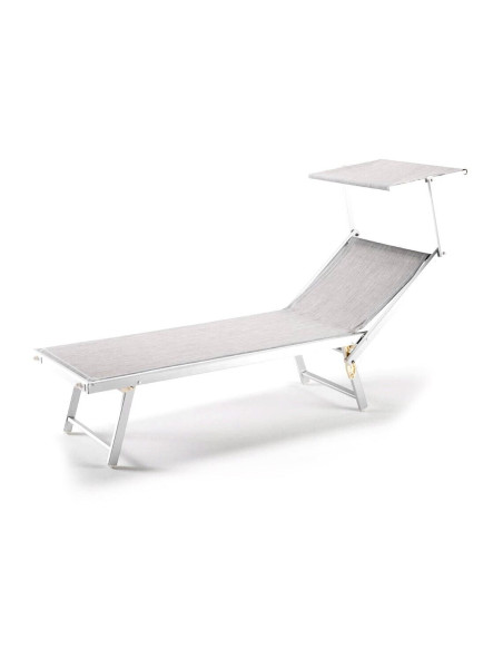 Lettino Prendisole Sdraio Alluminio Piscina Mare Spiaggia Giardino con parasole