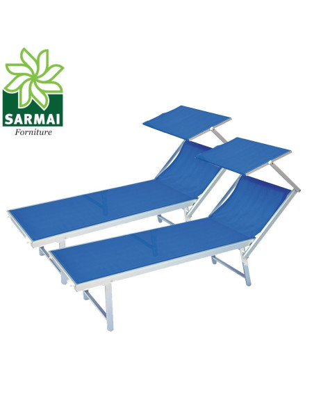 Lettino Prendisole Sdraio Alluminio Piscina Mare Spiaggia Giardino con parasole