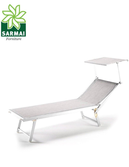 Lettino Prendisole Sdraio Alluminio Piscina Mare Spiaggia Giardino con parasole