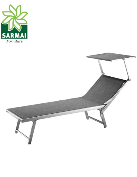 Lettino Prendisole Sdraio Alluminio Piscina Mare Spiaggia Giardino con parasole