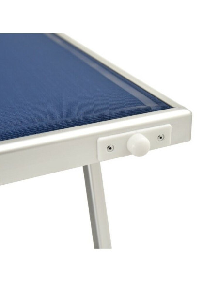 LETTINO MARE IN ALLUMINIO CON PARASOLE E CUSCINO 183CM TELO TEXILENE COLORE BLU