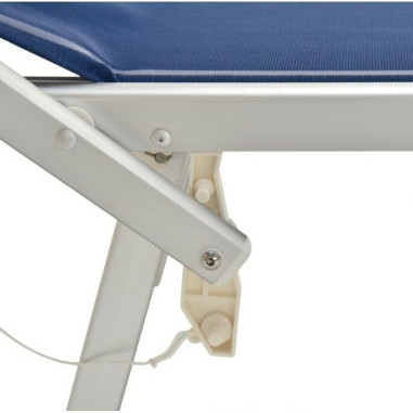 LETTINO MARE IN ALLUMINIO CON PARASOLE E CUSCINO 183CM TELO TEXILENE COLORE BLU