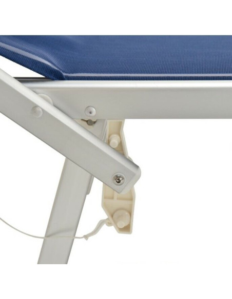 LETTINO MARE IN ALLUMINIO CON PARASOLE E CUSCINO 183CM TELO TEXILENE COLORE BLU