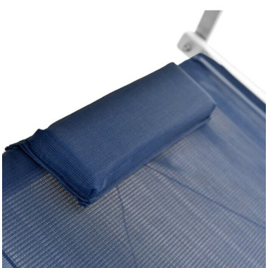 LETTINO MARE IN ALLUMINIO CON PARASOLE E CUSCINO 183CM TELO TEXILENE COLORE BLU