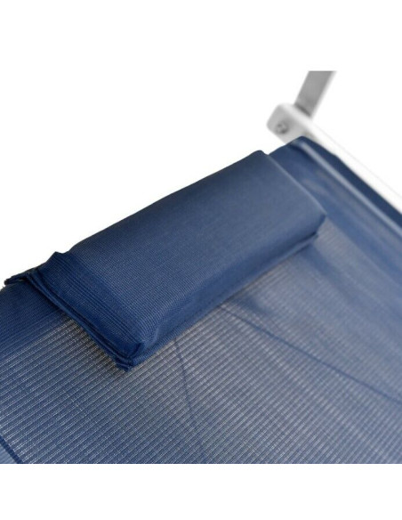 LETTINO MARE IN ALLUMINIO CON PARASOLE E CUSCINO 183CM TELO TEXILENE COLORE BLU