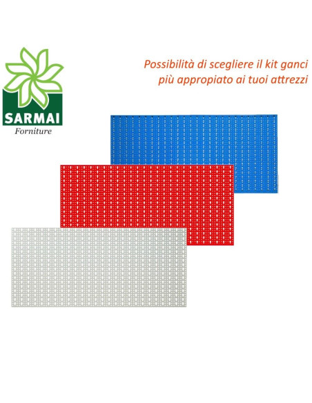PANNELLO PORTAUTENSILI PORTA UTENSILI FORATO CM 100x50 CON KIT ACCESSORI GARAGE