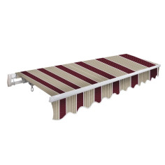 TENDA DA SOLE AVVOLGIBILE A SBRACCIO RIGHE BORDEAUX ROSSO CREMA CM.295X200