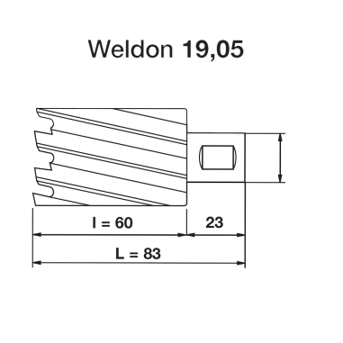 Krino fresa a carotare serie lunga 60 mm attacco WELDON per metallo