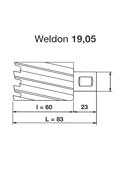 Krino fresa a carotare serie lunga 60 mm attacco WELDON per metallo