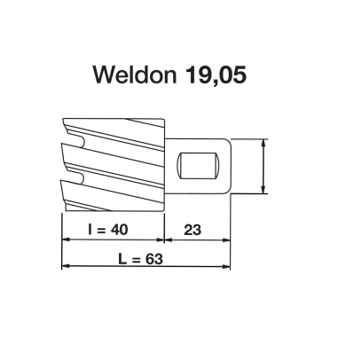 Krino fresa a carotare serie corta 40 mm attacco WELDON per metallo