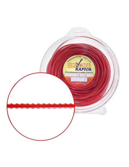 Filo decespugliatore professionale HIGHLANDER Raptor extraduro quadro seghettato