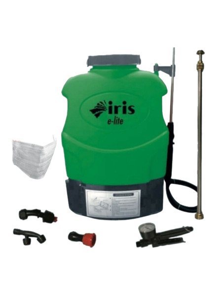 Pompa irroratrice a batteria a spalla elettrica 16 lt con ugelli autonomia 5 ore