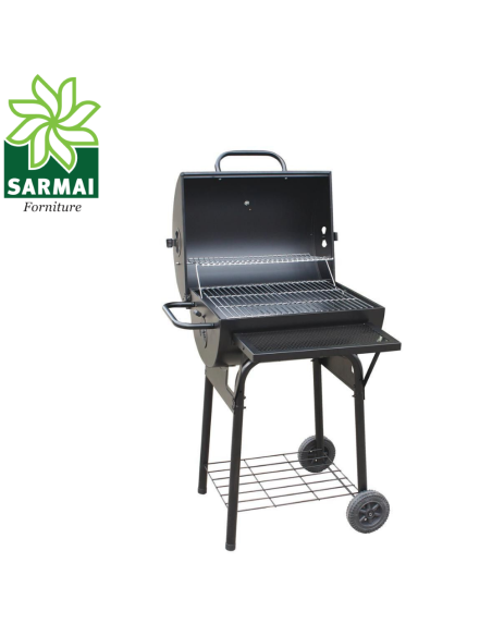 BARBECUE AFFUMICATORE TEXAS A CARBONE IN ACCIAIO COPERCHIO E TERMOSTATO 44x23 cm