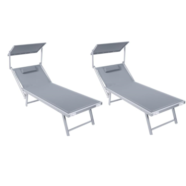 2 Lettini Prendisole con cuscini Sdraio Alluminio Piscina Mare Spiaggia Giardino