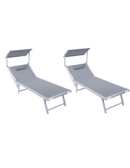 2 Lettini Prendisole con cuscini Sdraio Alluminio Piscina Mare Spiaggia Giardino