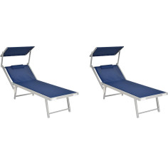 2 Lettini Prendisole con cuscini Sdraio Alluminio Piscina Mare Spiaggia Giardino
