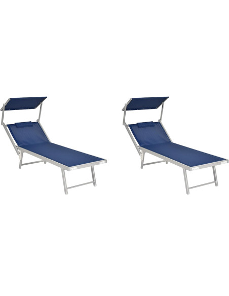 2 Lettini Prendisole con cuscini Sdraio Alluminio Piscina Mare Spiaggia Giardino