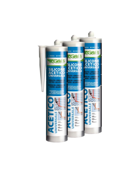 SILICONE ACETICO UNIVERSALE G&B 280 ml SIL 02 PRO BIANCO ANTIMUFFA