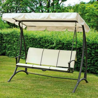 DONDOLO A 3 POSTI TRIO CON PARASOLE ORIENTABILE COLORE CREMA 198X118XH172 CM