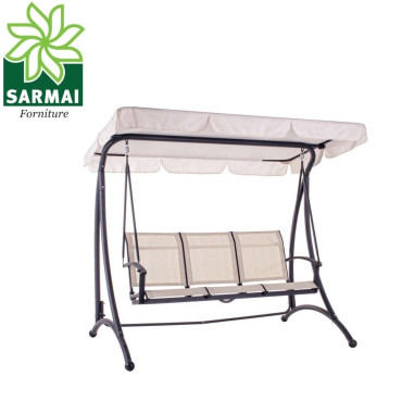 DONDOLO A 3 POSTI TRIO CON PARASOLE ORIENTABILE COLORE CREMA 198X118XH172 CM