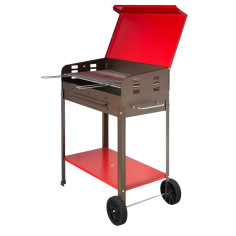 BARBECUE GRIGLIA A CARBONE BBQ COPERCHIO 2 RUOTE CARBONELLA GIARDINO 40x50xH90cm