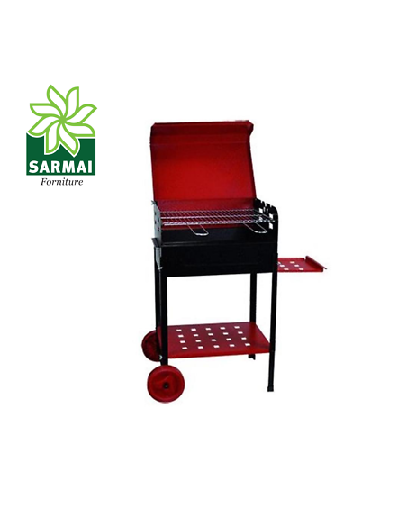BARBECUE GRIGLIA A CARBONE BBQ COPERCHIO 2 RUOTE CARBONELLA GIARDINO 35x50xH80cm