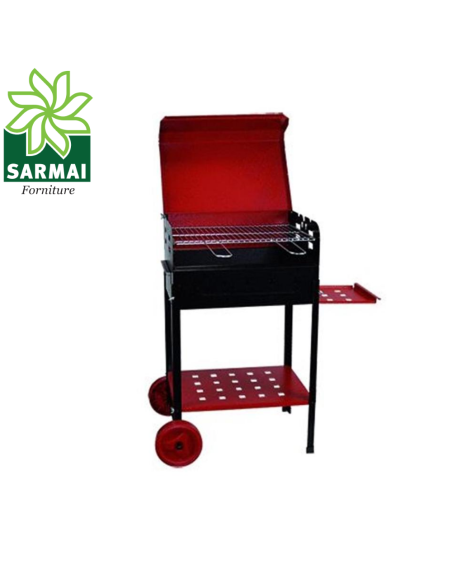 BARBECUE GRIGLIA A CARBONE BBQ COPERCHIO 2 RUOTE CARBONELLA GIARDINO 35x50xH80cm