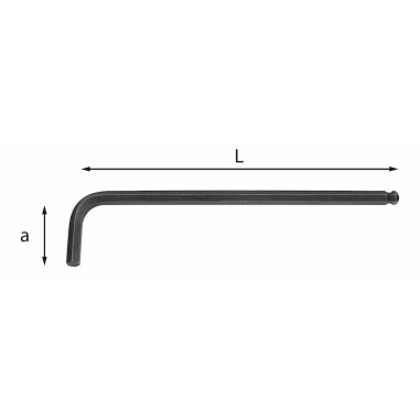 Kit 9 brugole maschio esagonale extra lunghe a testa sferica USAG 280