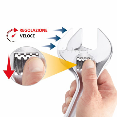 USAG 294 AD chiave inglese a rullino scorrevole regolabile cromata testa 22°