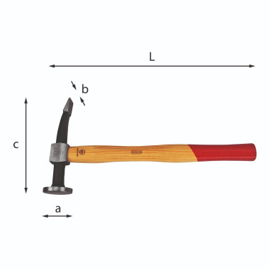 USAG 392 MARTELLO TESTA TONDA PENNA CURVA PER CARROZZIERE MANICO HICKORY