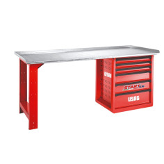 BANCO TAVOLO DA LAVORO USAG 516 SPC2 200cm PIANO IN ACCIAIO 6 CASSETTI