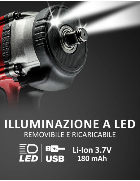 USAG 943 PC2 1/2 Avvitatore pistola pneumatica ad impulsi svita bulloni con LED