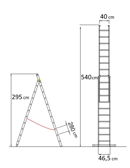 Scala TRASFORMABILE a sfilo in alluminio MARCHETTI ORANGE 11+11 pioli