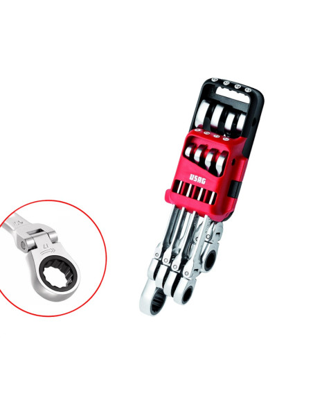 USAG 285 KF/DS8 Serie 8 chiavi a cricchetto snodate cromate