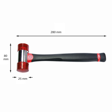MAZZUOLA CON MANICO IN GRAPHITE USAG 376 F DA 25 - 32 - 40 mm