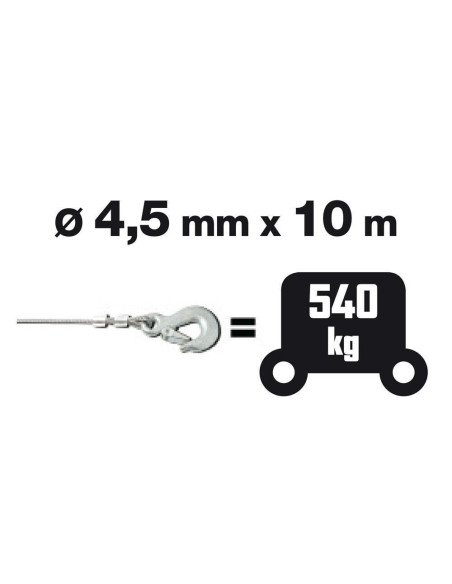 Argano paranco manuale portata 540 kg cavo acciaio Verricello a cricchetto