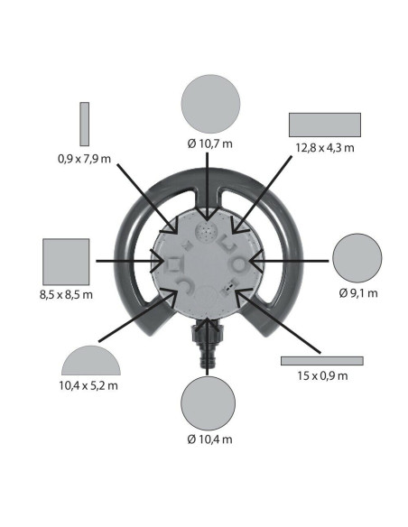 Irrigatore multifunzione con 8 programmi di getto fino a 80 m²