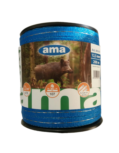 AMA Banda per recinti elettrici blu Premium line da 200 m per cinghiali