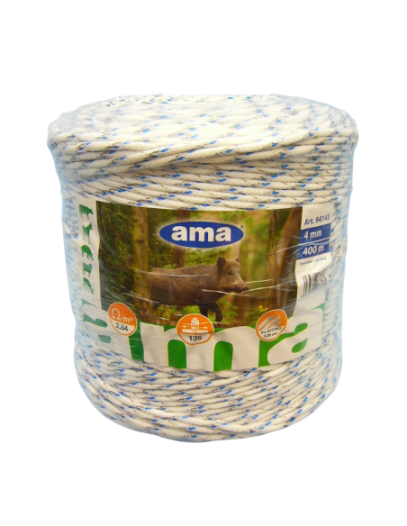 AMA Corda Premium line per cinghiali 400 m Bianca per recinti elettrici