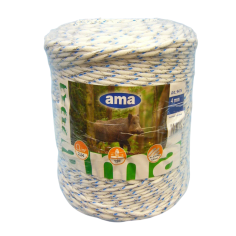 AMA Corda per recinti elettrici bianca con inserti blu Premium line da 200 m
