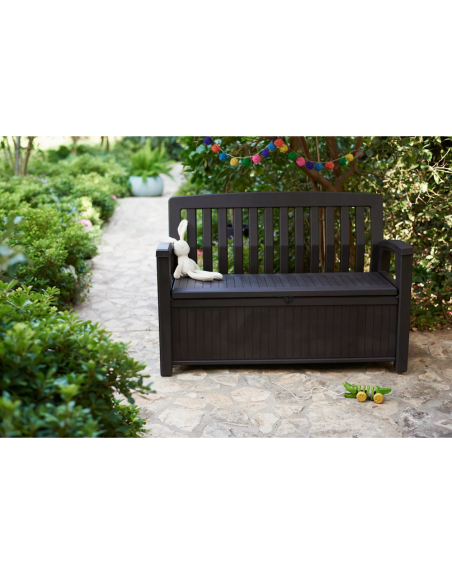 Keter Patio Bench panca baule cassapanca esterno in resina effetto legno Marrone