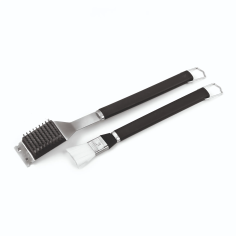 Ompagrill Kit pulizia per il Barbecue Pennello e Spazzola in acciaio inox