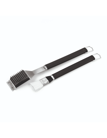 Ompagrill Kit pulizia per il Barbecue Pennello e Spazzola in acciaio inox