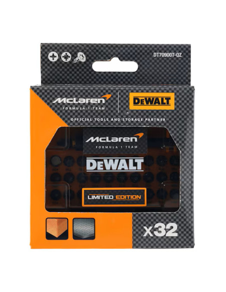 DeWalt Set Punte FLEXTORQ McLaren 32 Pezzi Acciaio durevole Cassetta tascabile