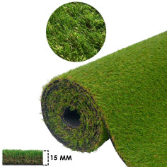 Prato sintetico 15 mm erba finta artificiale calpestabile tappeto verde da 1 M
