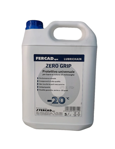 Fercad Olio Protettivo per Catena Zero Grip Ecologico 5L per Motoseghe